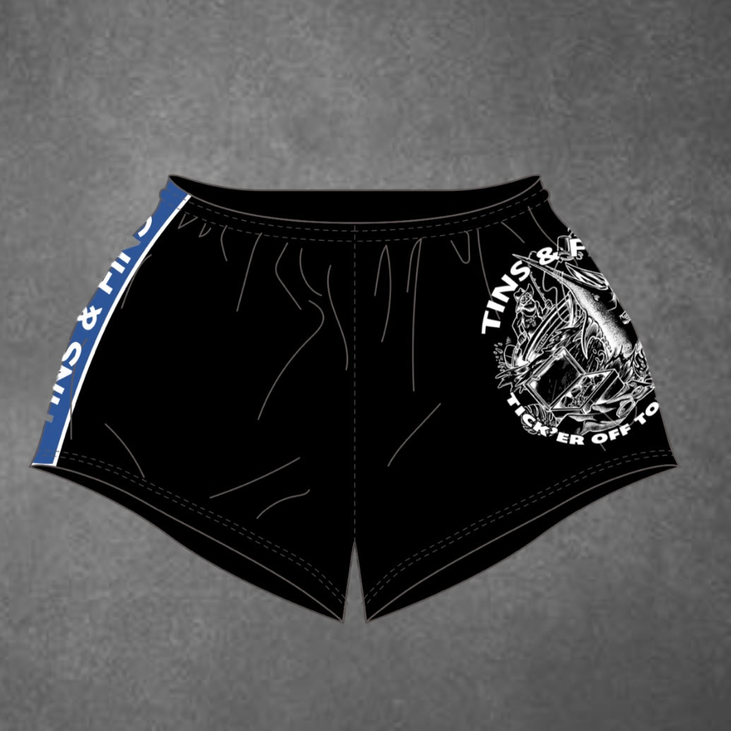 Tins & Fins Footy Shorts - Blue